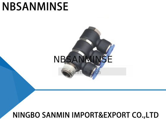 Inserire di plastica dell'aria del banjo del ramo della metropolitana dei montaggi tripli universali del sindacato il connettore rapido Sanmin della parte girevole